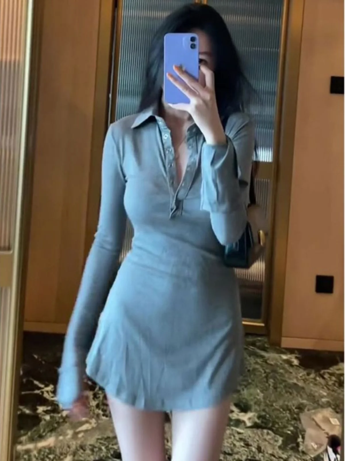 Pure Desire Sle Сексуальное платье с воротником-поло и длинными рукавами Женское