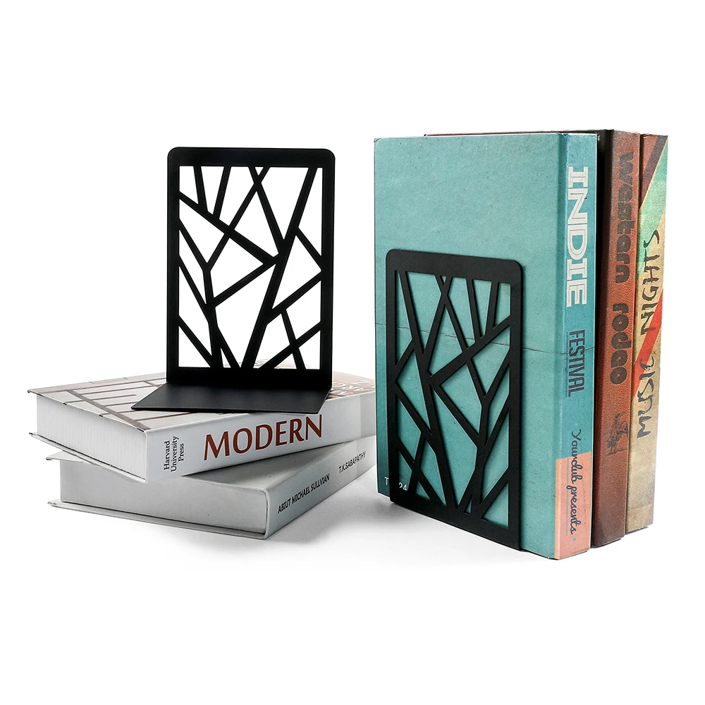Черные Геометрические минималистичные металлические подставки для книг полки