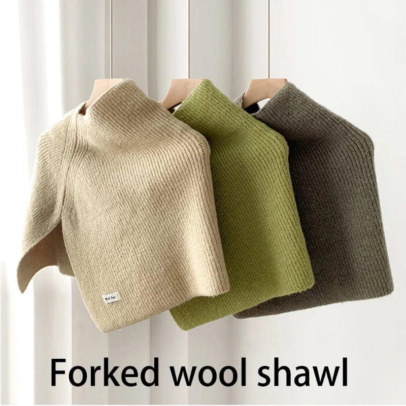 Теплая шаль из искусственной шерсти для женщин элегантная водолазка с разрезом