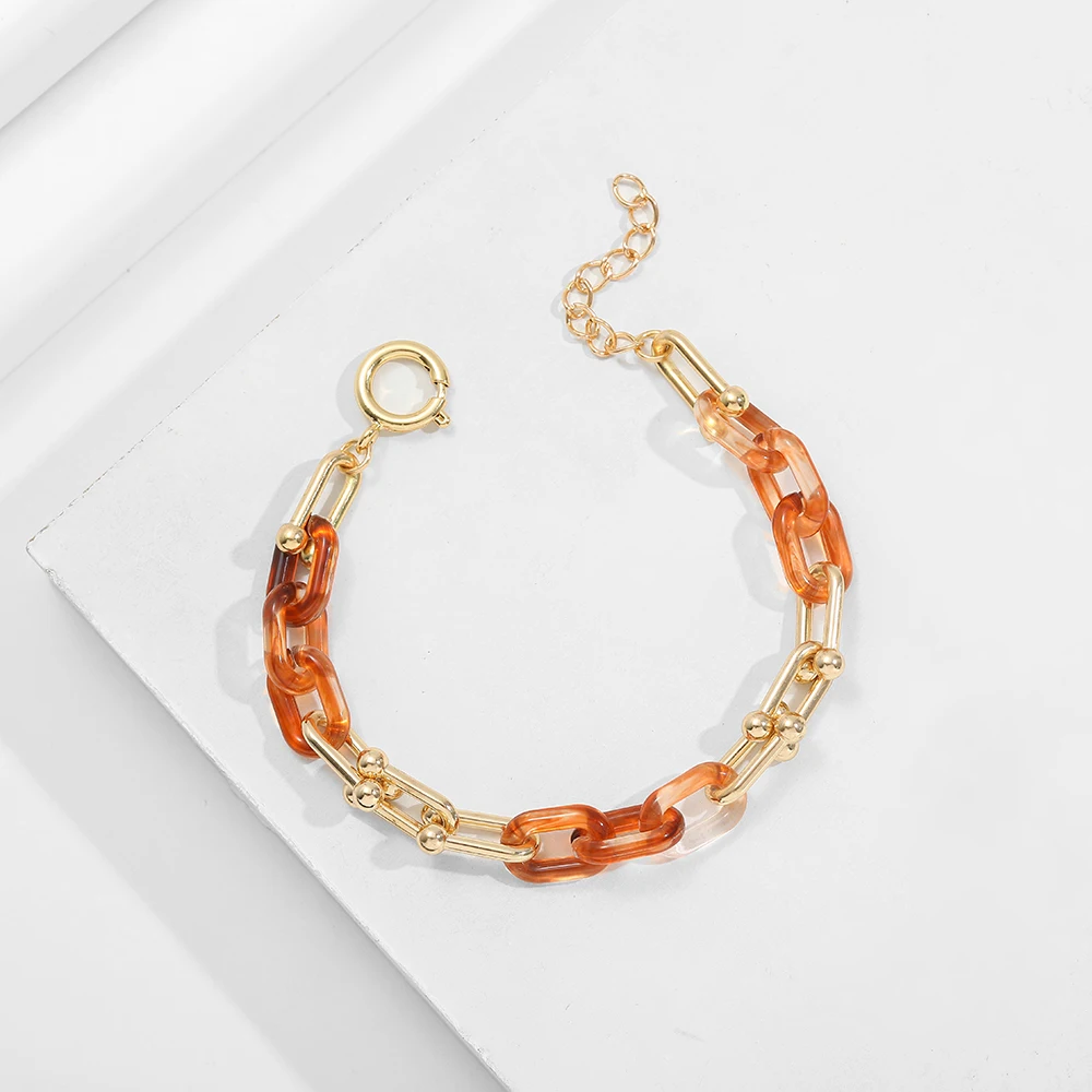 Женский браслет-цепочка из акрила и металла толстый браслет в стиле панк с