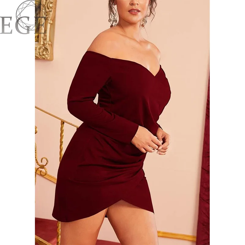 Plus Size Wine Red One Shoulder Dress Elegant Luxury Slim Fit 4xl 5xl Plus Size Ladies Prom Sexy MIdi Bodycon Dresses