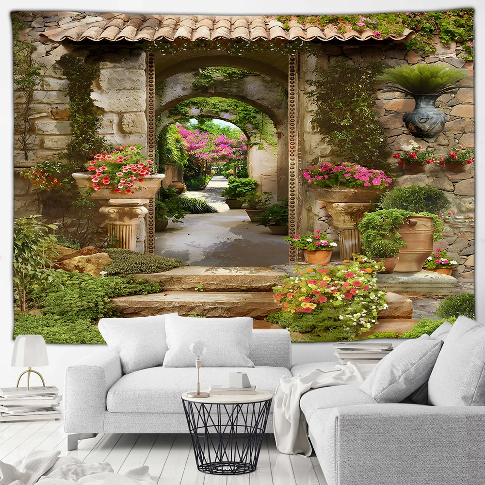 Винтажный кирпичный настенный цветочный гобелен городская уличная лоза