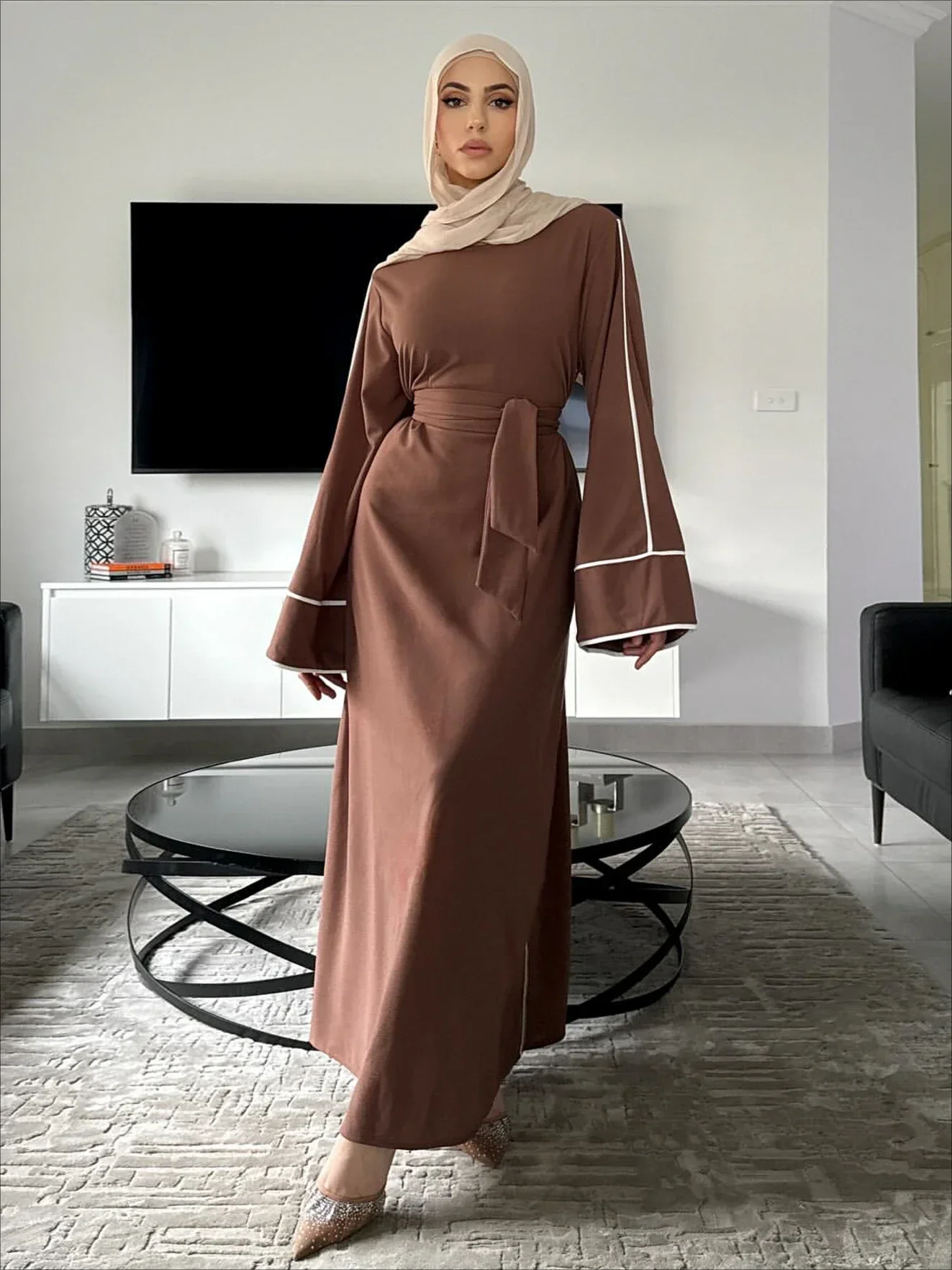 Мусульманское платье Ид для женщин Элегантная Абая 2029 Рамадан Джалабия вечерние