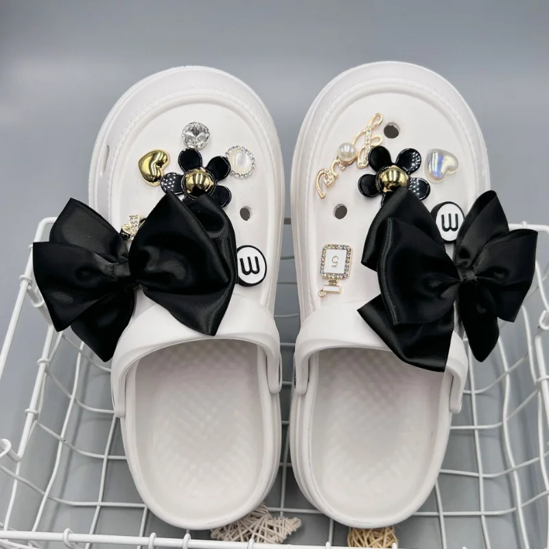 

Симпатичные Роскошные Черные Подвески с узлом для обуви, комплект украшений с узлом, распродажа аксессуаров для украшения женской обуви, по...