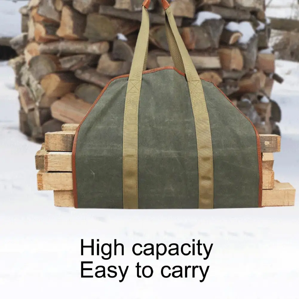 

Firewood Holder Fashion Firewood Basket Carrier Supersized Pouch Easy-using for Camping