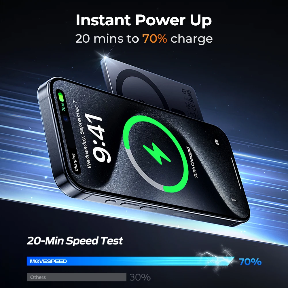 MOVESPEED 5000 мАч Магнитный внешний аккумулятор Тонкий беспроводной Powerbank Портативный