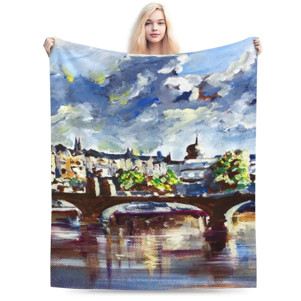 Прага весной — ультрамягкое одеяло из микрофлиса