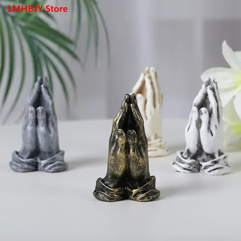 

Niche Western Bless Hand Resin Ornaments Vertical Hands Prayer Sculpture Crafts Home Entrance Decoration Gifts