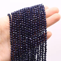 natural stone beads faceted loose blue sand bead for jewelry making diy women bracelet necklace accessories