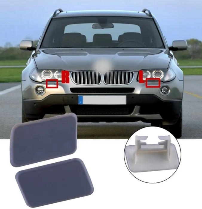 

2pcs Front Bumper Headlight Spray Cover Cleaning Cover For BMW X3 04-2010 61673416175 Car Exterior Parts Replacement