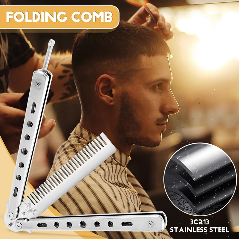 Складная расческа из нержавеющей стали помада для волос Стайлинг искусственный