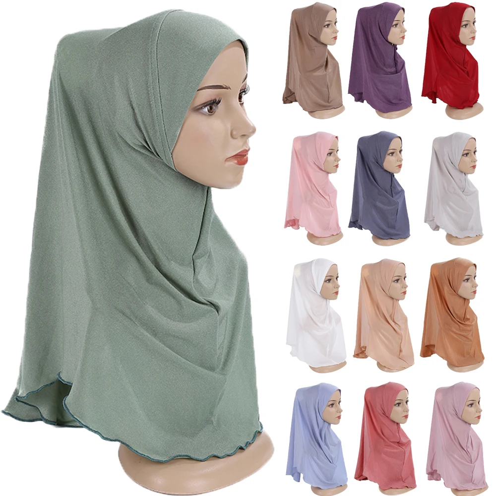 

One Piece Amira Muslim Women Pull On Ready Made Instant Scarf Girls Hijab Head Wrap Niqab Headscarf Ramadan Islam Turban 62*62cm