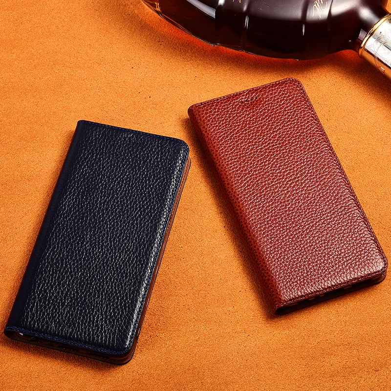 

Lychee Pttern Genuine Leather Case For Realme 7i 8i 8s 9 pro plus 9i 5 6 3i 5i 5s 6i Pro Speed Luxury Magnetic Flip Cover Cases