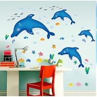 cartoon dolphin wall stickers girls kids bedroom wallpapers pvc decals posters for living room home decoration wallstickers