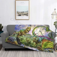 dinosaur multifunctional thermal flannel blanket bed sofa personalized super soft thermal bed cover