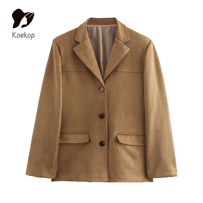 Женский Модный Однотонный Пиджак Koekop С Зубчатым Воротником