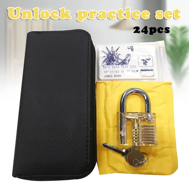 

30pcs Lock Pick Set Locksmith Tools Practice Hand Tools Stainless Steel Lock Pick tranparent lock key durable Lock Pick Set gass