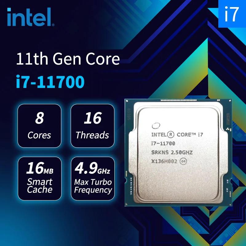 

New Intel Core i7-11700 i7 11700 11th Gen CPU Processor 2.5GHz 8-Core 16-Thread L3=16M 65W LGA 1200 Processador No Fan