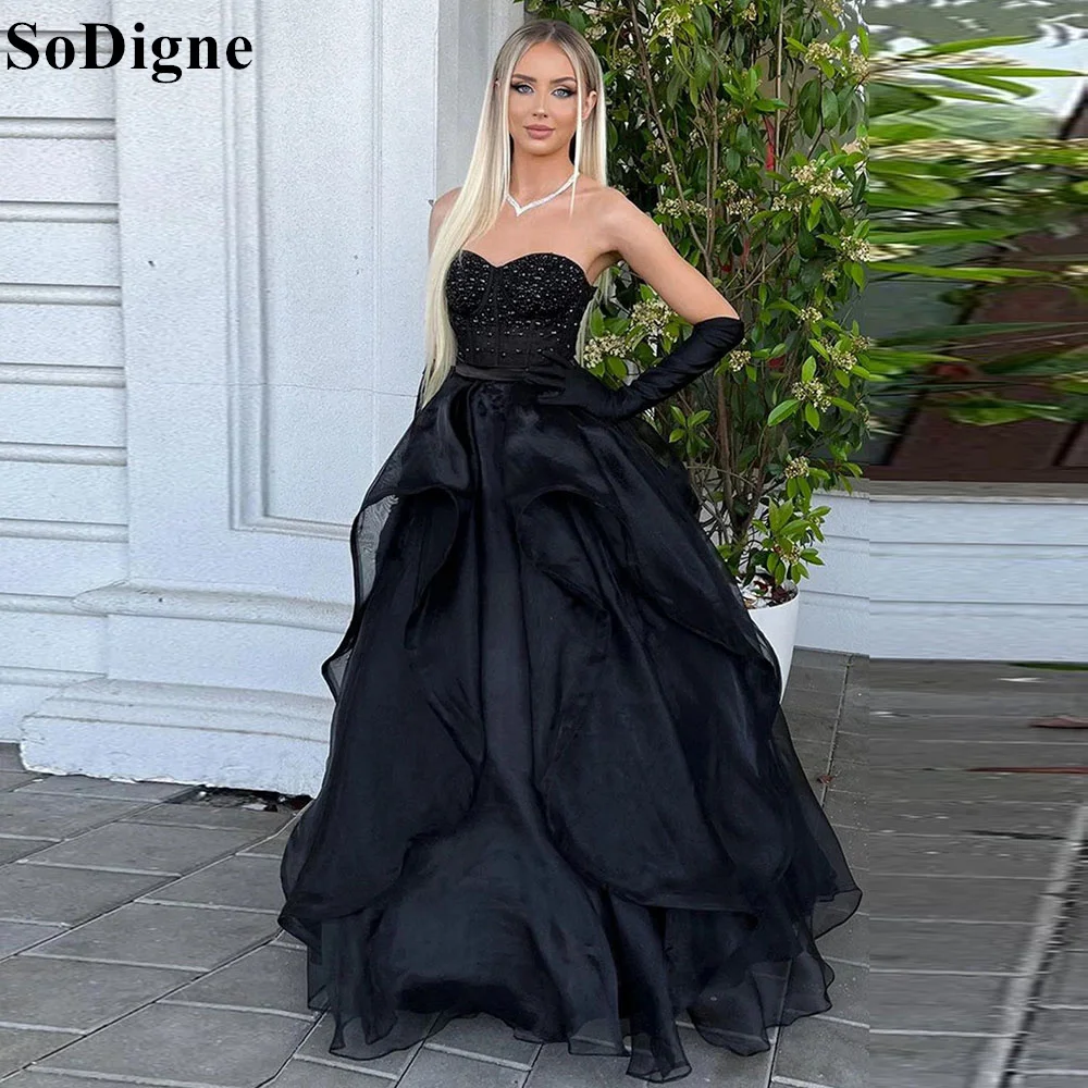 Черные блестящие вечерние платья soworthy без бретелек с блестками 2024 платье для