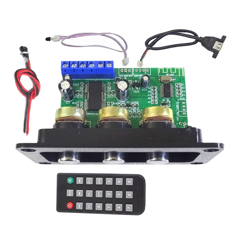 

Botique-30W Bluetooth 5.0 Power Amplifier Board With DC Female Cable+USB Cable+Remote Control Mono Subwoofer Amplifier Board Kit