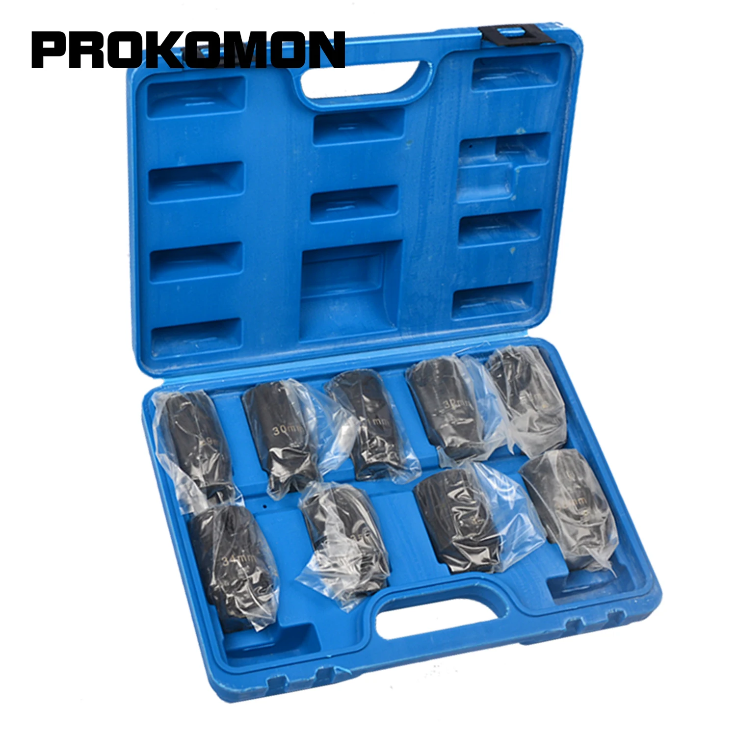 

Prokomon 9pc 1/2" Drive Deep Impact Axle Hub Nut Socket Set 29-30-31-32-33-34-35-36-38mm Toolkit