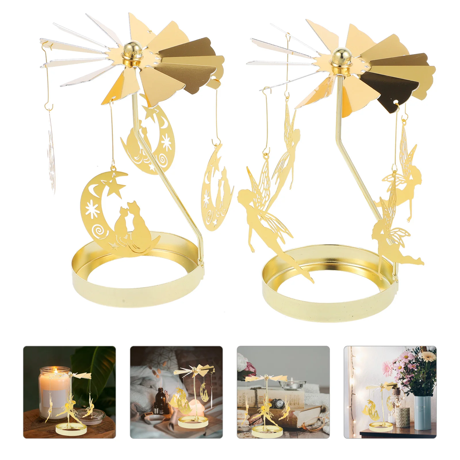 

Rotating Candlestick Decorative Holder Display Dining Table Candlesticks Rotatable Containers Tabletop Stand Aromatherapy