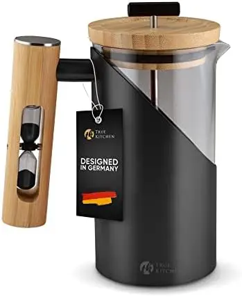 

True French kitchen pressure stainless steel+glass+bamboo I coffee pot with instructions (approximately 0.5 liters (suitable for
