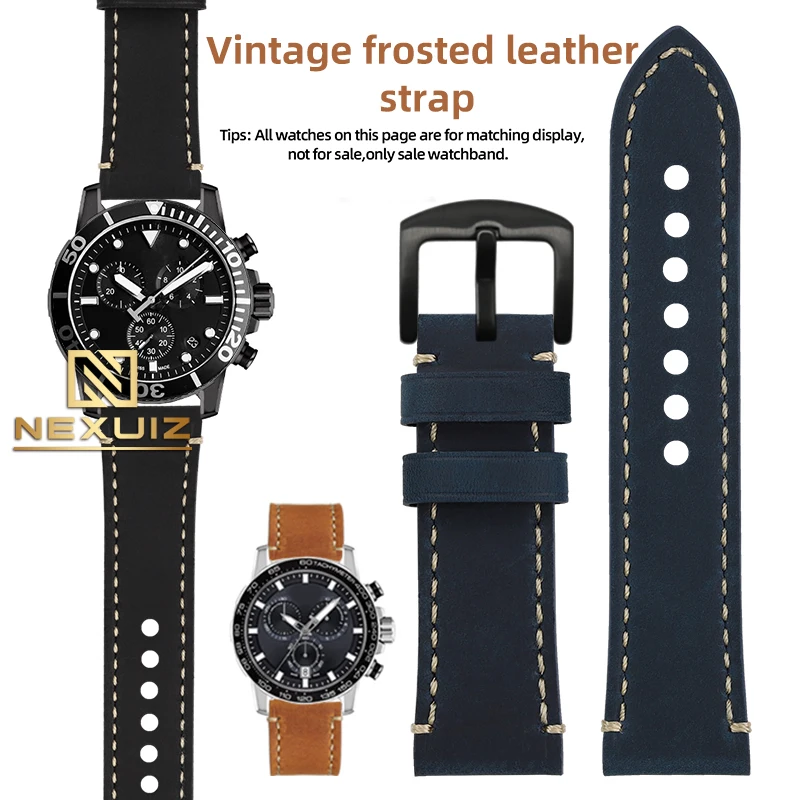 Ремешок мужской из матовой воловьей кожи 22 мм 24