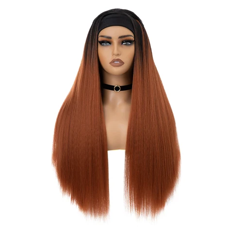 Синтетические прямые парики на голову с эффектом омбре, натуральный длинный коричневый, черный, светлый парик для женщин, парик с шарфом