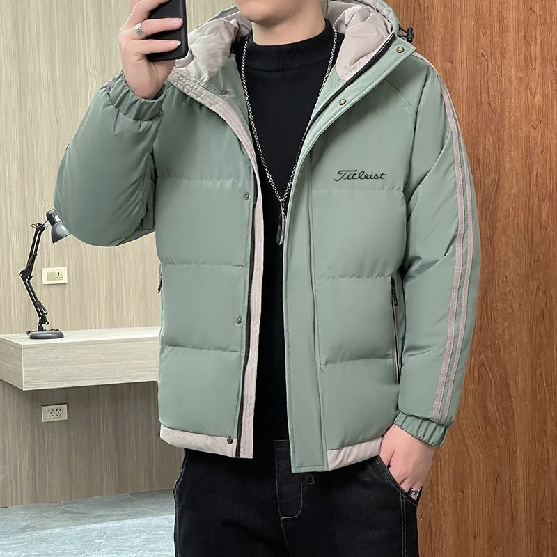 

2022 골프골골프프류 류, Зимняя распродажа, мужские повседневные модные теплые стеганые куртки с капюшоном, хлопковые мужские куртки для гольфа