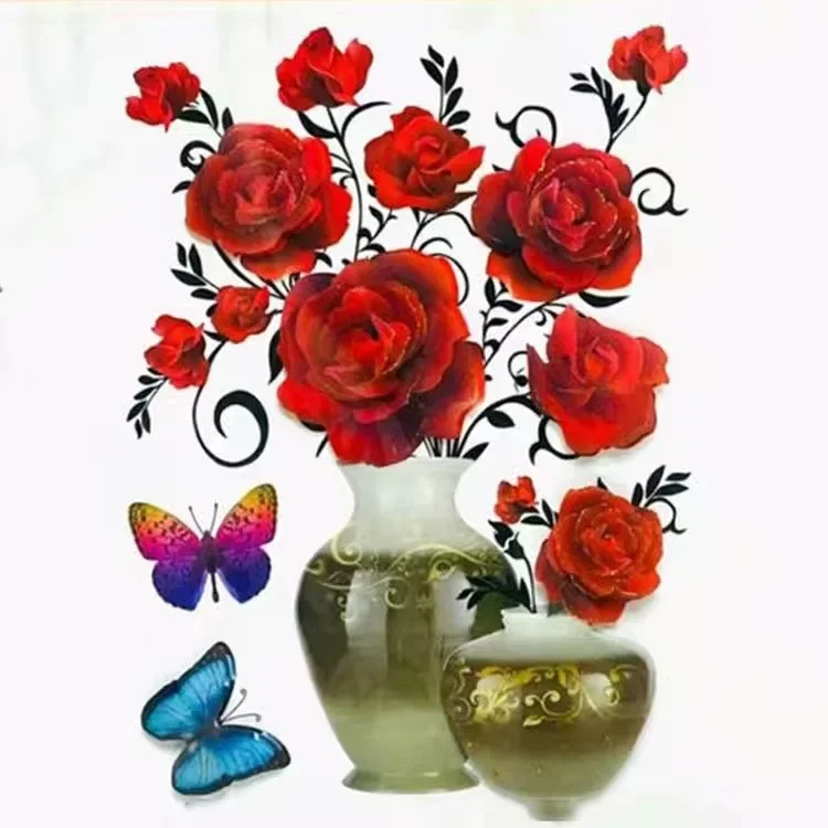 Наклейки на стену с маковым тюльпаном 3D имитация вазы украшение для спальни и