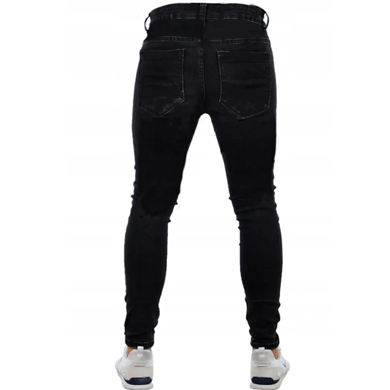 Skinny Jeans Men Fashion Black Side Stripe Denim Trousers Designer Clothes Men High Street Slim Fit Streetwear Pants