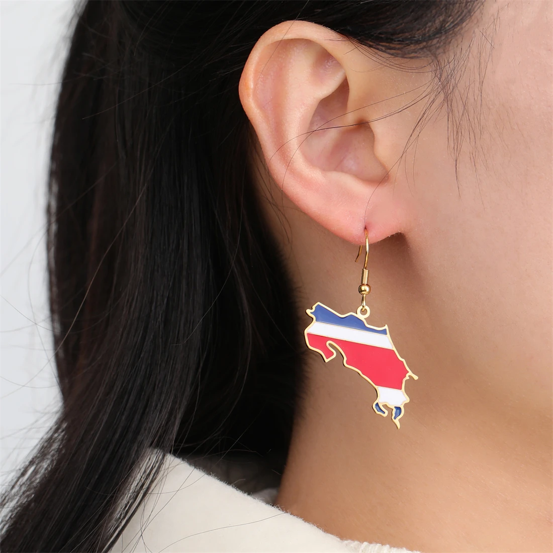 EUEAVAN капельное масло Коста-Рика карта серьги для женщин из нержавеющей стали