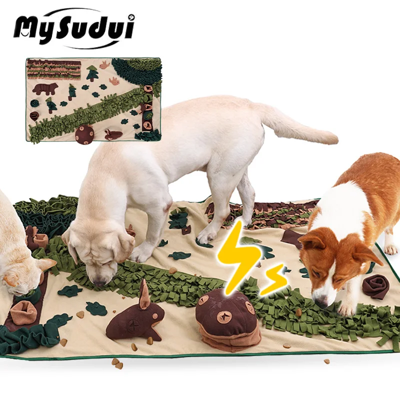 

Plush Dog Puzzle Toys Iq Sniffing Training Dog Snuffle Mat Soft Food Bowl Feeding Mat Foraging Interactive Game Stress Relief