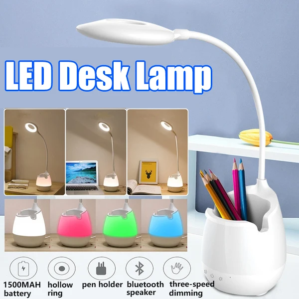 

Светодиодная настольная лампа с 3 режимами регулировки яркости, разноцветный светильник с держателем для телефона, лампа для чтения, светил...