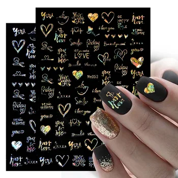 1PCS 3D Laser Heart Letter Nail Sticker Nail Art Decoration Flower Star Nail Accessories Decal Stickers Nail Supplies Nail Parts