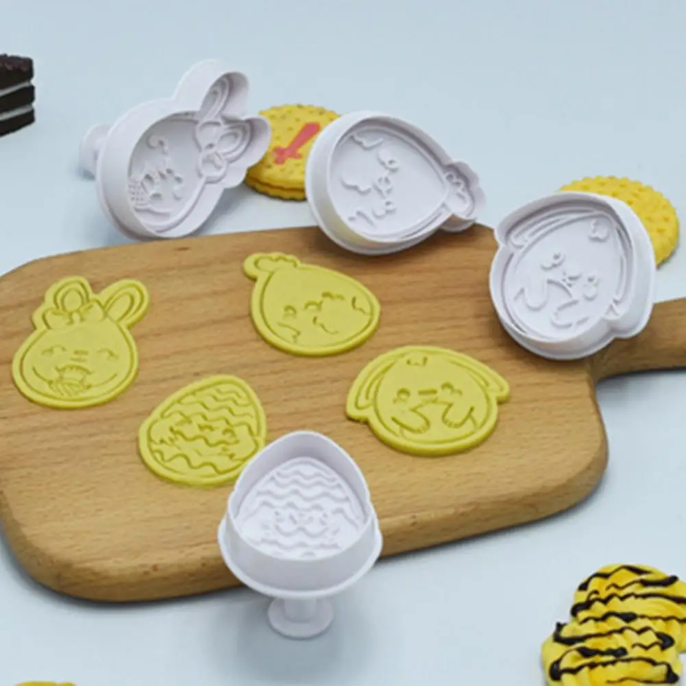 

4 шт./компл. чудесная форма для печенья, изящная долговечная форма для печенья, декоративный эффективный пресс для печенья в виде кролика, яй...