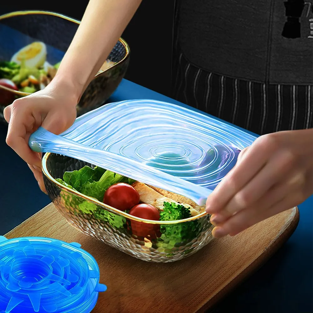 

Dish Kitchen Food Accessories Airtight Lids Cover Stretch Microwave Food Universal Adaptable Fresh Cover Silicone Silicone