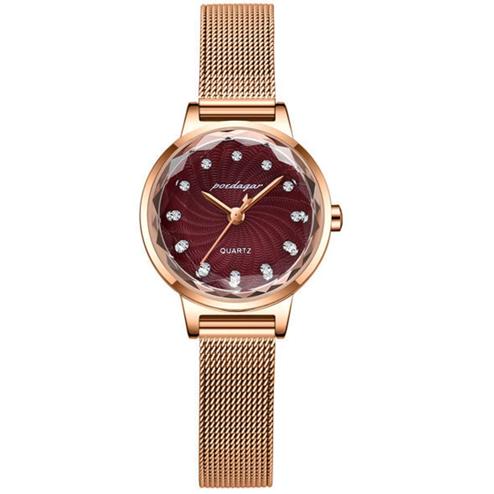 POEDAGAR Women Watches Simple 2021 Fashion Ladies Quartz Watch Rose Gold Stainless Steel Diamond Luxury Wristwatch Waterproof enlarge