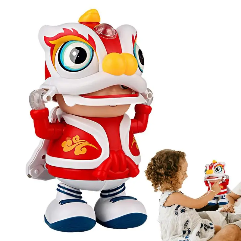 

Dancing Music Toy Light Up Lion Dancing Boy Dolls With Rocking Props Electrical Interactive Toys With Removable Arms Lovely
