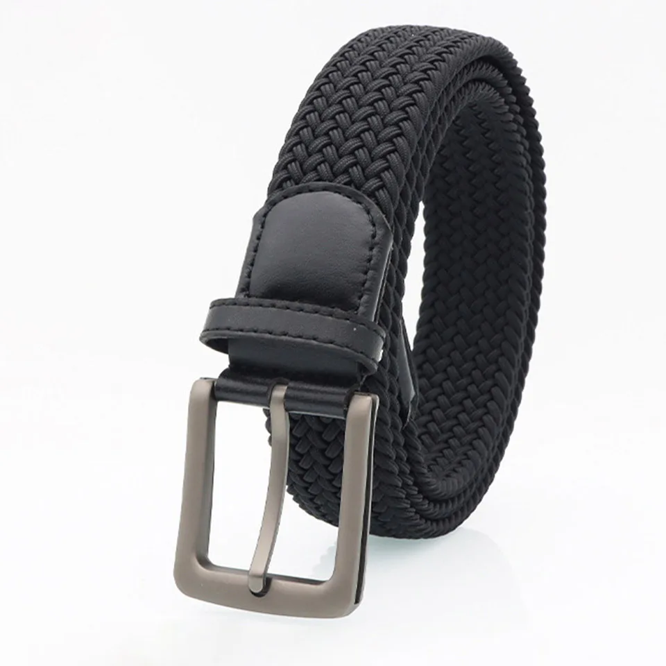 Fashion New Men'S Belt Alloy Pin Buckle Woven High Quality No-Hole Luxury Brand Design Casual Ladies Versatile Elastic Belt A145