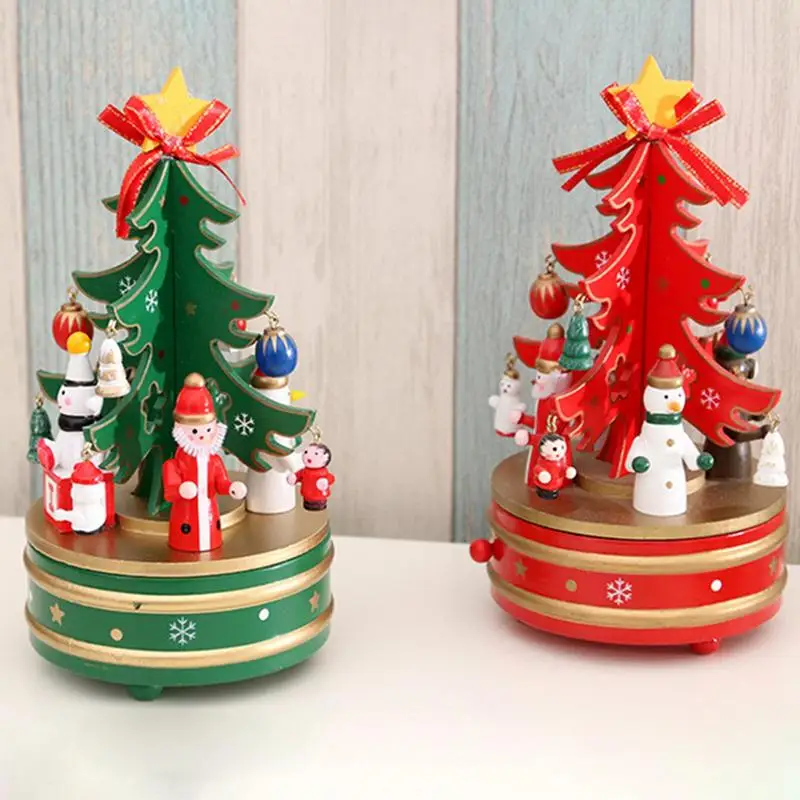 

Christmas Tree Rotating Music Box Festival Decoration Ornaments Educational Musical Figurine Windup For Kids New Year Home Decor