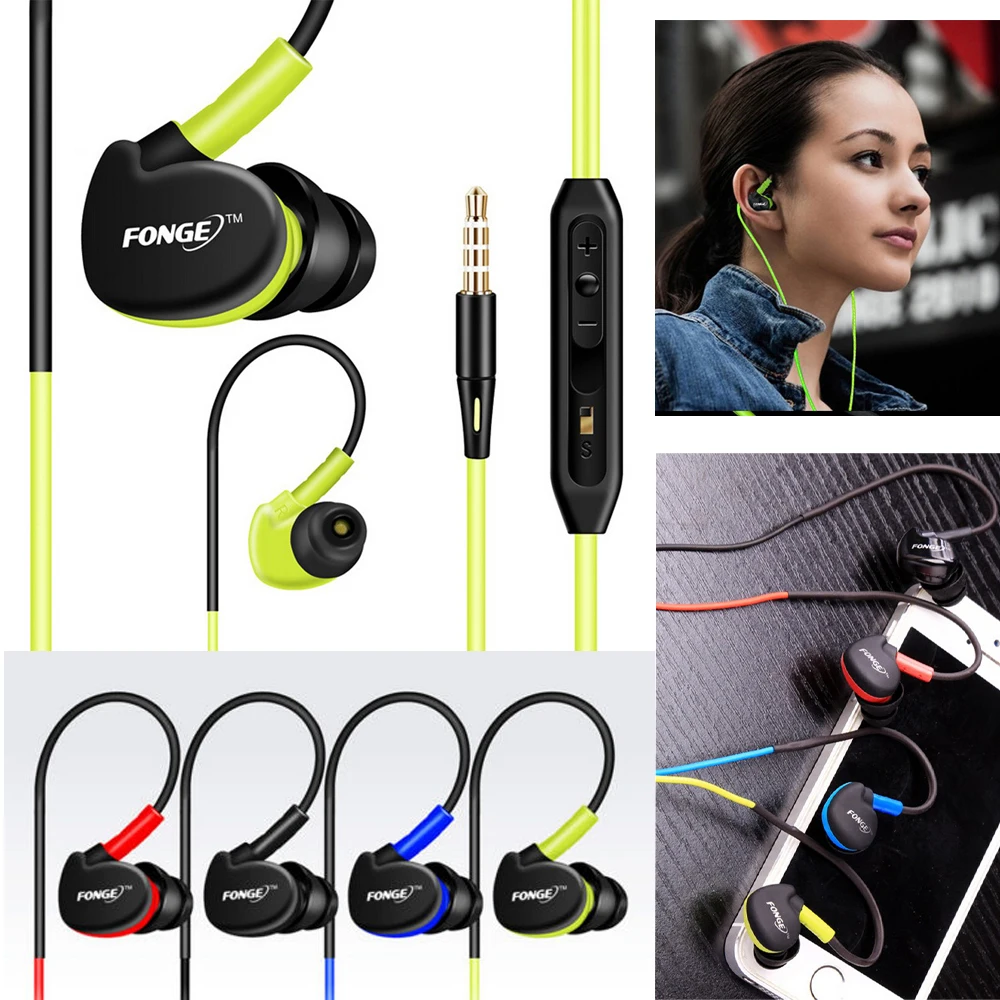 

Fonge Waterproof Earphones In Ear Earbuds HIFI Sport Headphones Bass Headset with Mic for xiaomi Galaxy s6 smart phones