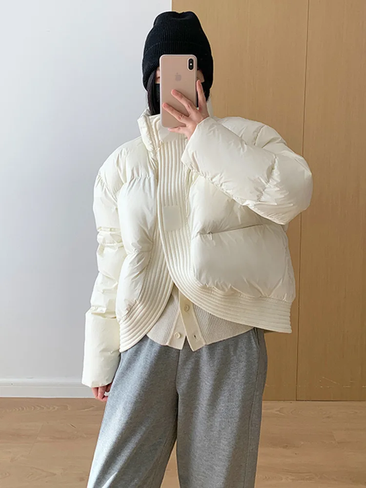 QAZIQILAND Женская куртка 90% из белого гусиного пуха с воротником-стойкой