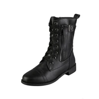 2022 new plus size retro women western boots punk lace up buckle motorcycle boots zipper mid calf boots ladies short botas