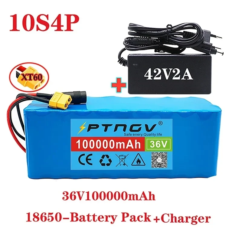 

Новый 36V 10S4P 100Ah 1000W большой емкости 100000mAh 18650 литиевый аккумулятор электрический велосипед скутер с BMS