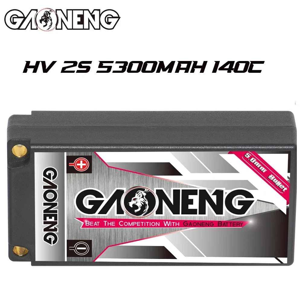 GAONENG GNB 5300mAh 2S 7.6V 140C/280C Hardcase RC SHORTY 5.0mm Bullet LIHV Battery Pack For 1/10 Car Race Boat Truck VS Zeee