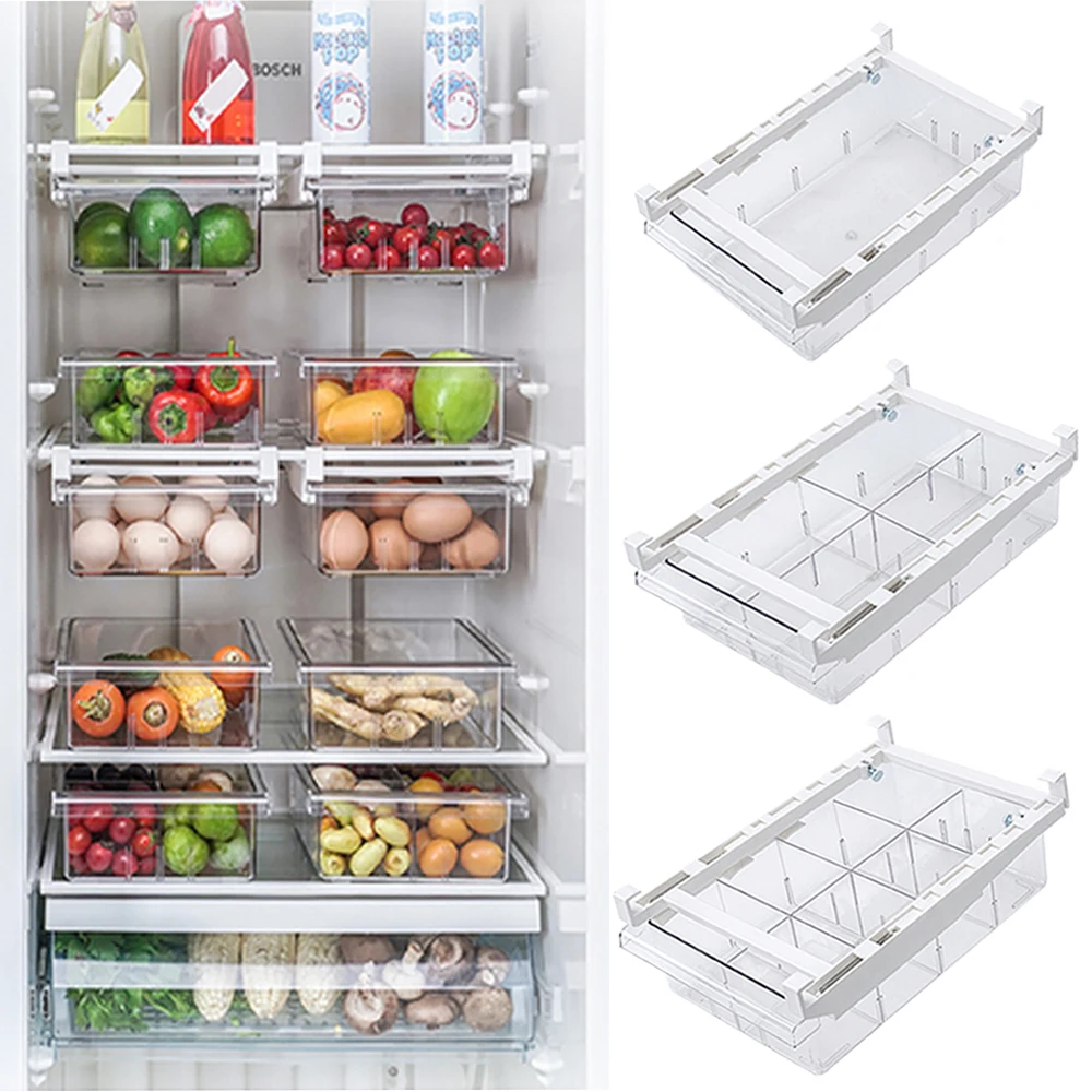 Fridge Organizers Storage Food Fruit Vegetable Container  Refrigerator Organizer Drawers Rack Storage Container Kitchen Supplies
