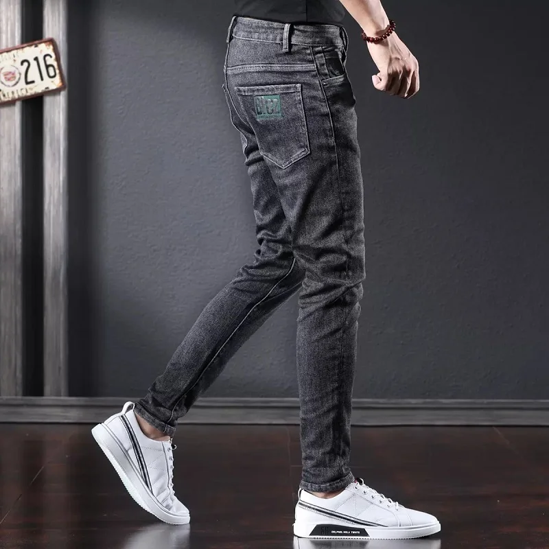Autumn Black Gray Jeans Men Casual Slim Fit Pencil Pants Fashion Korean Style Denim Trousers CP2175