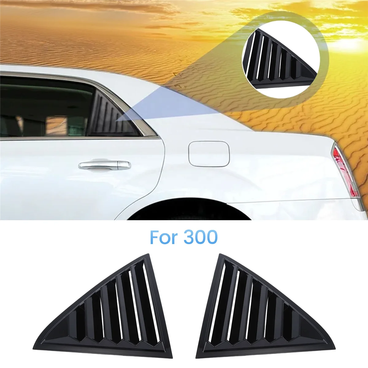 

1Pair Car Rear Window Louver Shutter Trim Cover for Chrysler 300 2011-2022 Side Louver Air Vent Scoop Shade Decorate